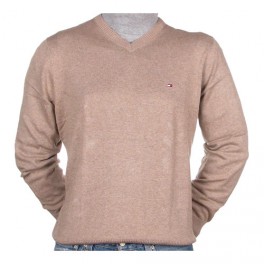 Pull Tommy Hilfiger Col V Beige homme 332295