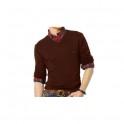 Pull Ralph Lauren Col V Marron homme