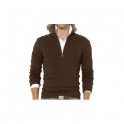 Pull Ralph Lauren Marron col Zip homme